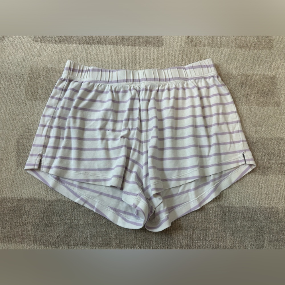 LAKE Women’s Lilac and White Striped Pajama Shorts (Size XXS)